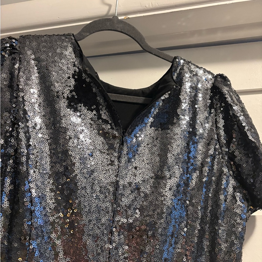 Ann Taylor Shimmering Silver Sequin Mini Dress - Picture 2 of 2